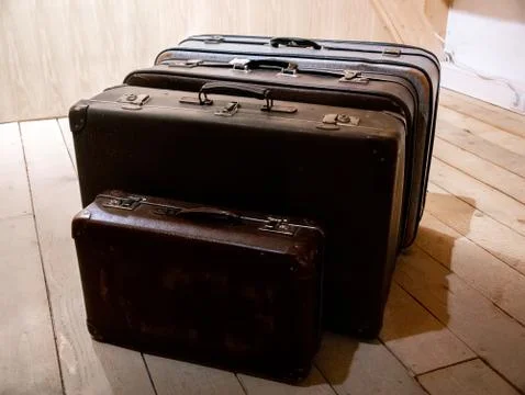View on some retro suitcases Stock Photos