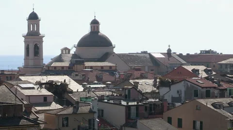 View of some roofs of the city of Chiavari Stock Footage 56817681