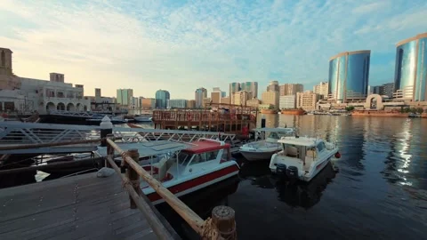 A view of Souk Al Seef, the most popular leisure district on Dubai Creek, on 動画素材 332142232