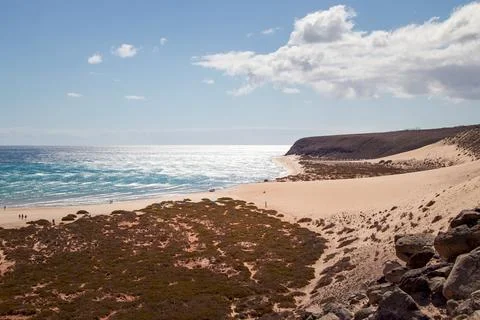 View to the south over the bay Risco del Paso on Fuerteventura Stock Photos