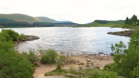 View south over Loch Doon, Scotland, UK Stock Footage 202344832