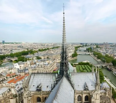 View of southeastern part of Paris from Cathedral Notre-Dame Stock Photos