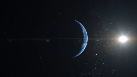 A view from space. The earth is approaching. The camera flies around. Stars Stock Footage 105967560