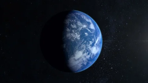 View from space. The Earth moves to the left. Stars twinkle. 4K. Half of the Stock Footage 106464572