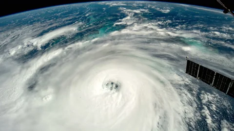 View from space Hurricane Ian spinning the Atlantic ready for destruction Video stock 236282233