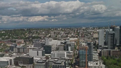 View from the Space Needle upper observation deck, Seattle, Washington pan Stock Footage 244065398