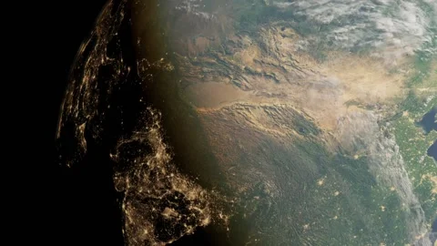 View from a space satellite. Cities at night Stock Footage 219263113