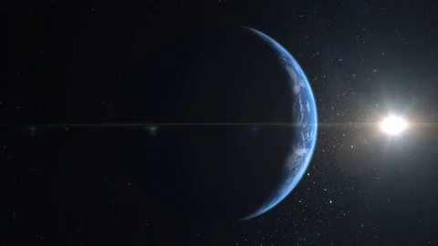 View from space. A small part of the earth is illuminated by the sun on the Stock Footage 105967498