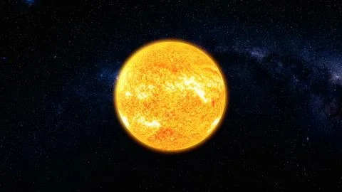 View from space on Sun surface with solar flares Stock Illustration