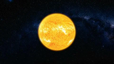 View from space on Sun surface with solar flares Stock Photos