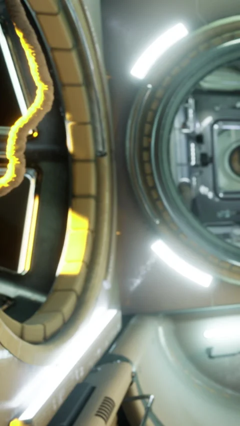View of a spacecraft interior showing control panels and equipment Stock Footage 334184560