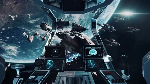 Premium AI Image  Futuristic space battleship fleet ai generate