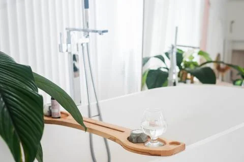 View of a spacious and elegant bathroom Stock Photos