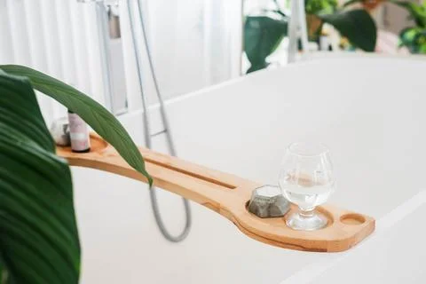 View of a spacious and elegant bathroom Stock Photos