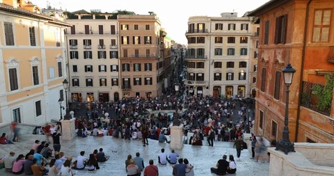 View of Spanish Square in Rome Stock Footage 95975533