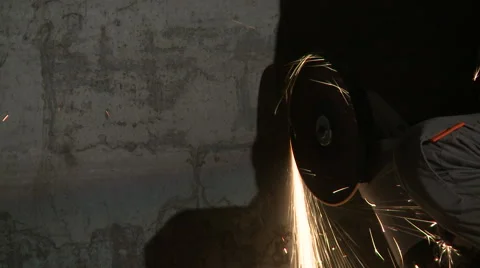 View of sparks from running drills Stock Footage 68684423