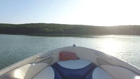 View from speedboat when fast moving over water Stock Footage 73980134