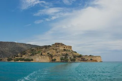 View on Spinalonga from boat Stock Photos