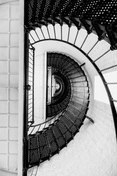 View of the spiral staircase inside the St. Augustine Lighthouse Stock Photos