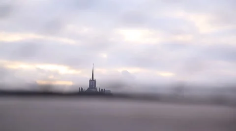 View of the spire from the floor through the metal mesh in Vilnius Stock Footage 47360139