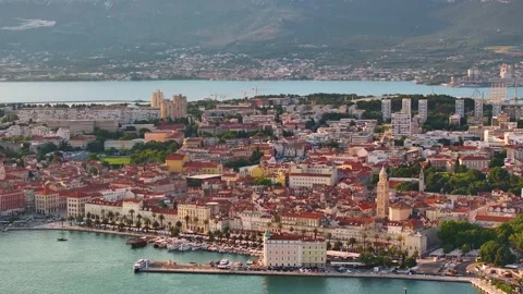 View of Split Croatia with buildings and waterfront area Stock Footage 339040106