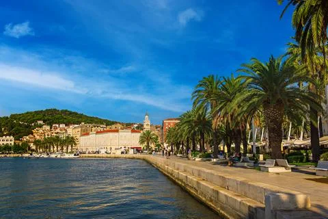 View to Split embankment 스톡 사진