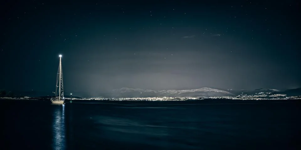 View of split sea at night Stock-Fotos