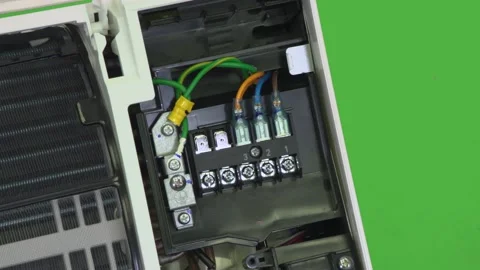 View of the split terminal block not yet connected Stock Footage 149318783