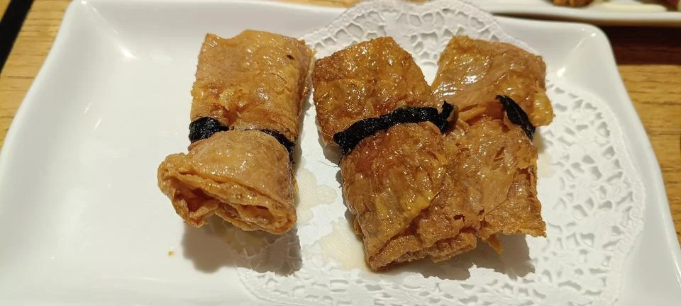 View of spring rolls without sauce Stock Photos