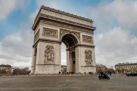 View of the square with Arc de Triomphe in Paris France Stock Photos
