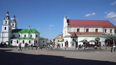View of the square in front of the Cathedral of the Holy Spirit and the Chur Stock Footage 200565090