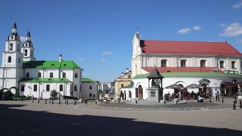 View of the square in front of the Holy Spirit Cathedral  and the St. Joseph Stock Footage 200565089