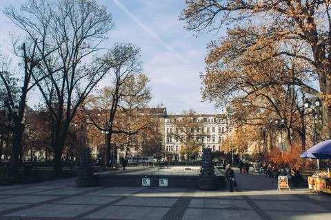 View on the square on the front of the Ivan Vazov National Theater Stock Photos