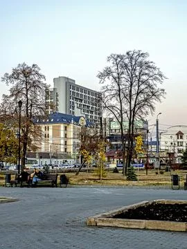 View of the square in front of the opera house in autumn Stock Photos