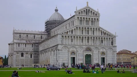 View of Square of Miracles in Pisa Tuscany Italy lockdown Stock Footage 106459966