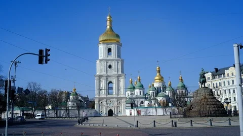 View of the square with Sofia Kiev Video stock 128231848