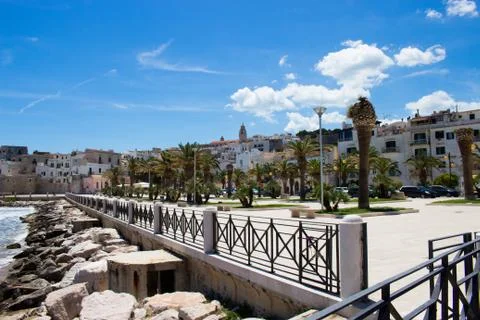 View of the square of Vieste Stock Photos