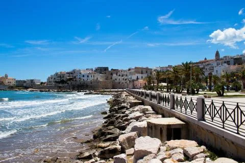 View of the square of Vieste Stock Photos