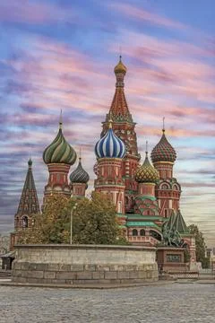 View of St. Basil's Cathedral on Red Square in Moscow 스톡 사진