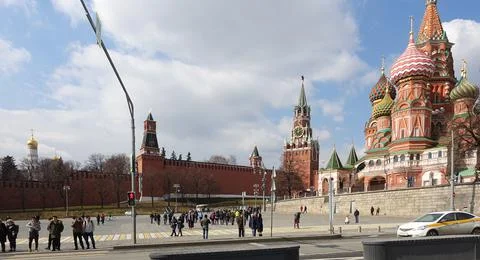 View of St. Basil's Cathedral on a spring day Stock Photos