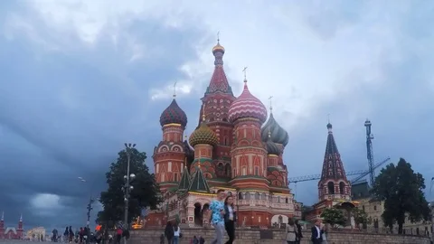 View of the St. Basil's Cathedral On Summer Timelapse Stock Footage 78017259