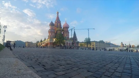 View Of St. Basil's Cathedral On Summer day Timelapse Stock Footage