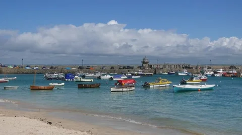 View of St. Ives harbor, Cornwall Stock Footage 63497807