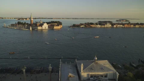 View from St Mark's Campanile during sunset, Venice, 4k Stock Footage 142463555