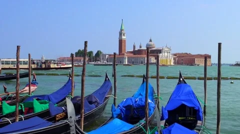 View from st mark's venice to san giorgio maggiore Stock Footage 40136494
