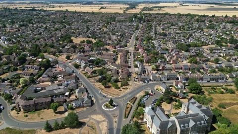 View of St Neots Road Roundabout and Riverside Park Stock Footage 261352871