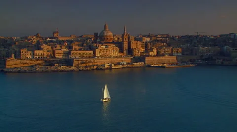 View of St Paul's Pro-Cathedral and Valletta city Stock Footage 57814942