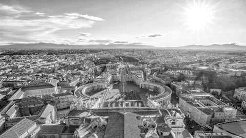 View of St. Peter Square and Rome skyline Stock Photos