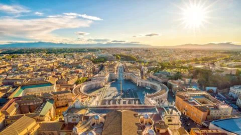 View of St. Peter Square and Rome skyline Stock Photos
