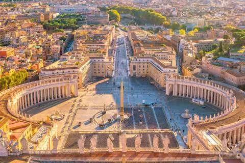 View of St. Peter Square and Rome skyline Stock Photos